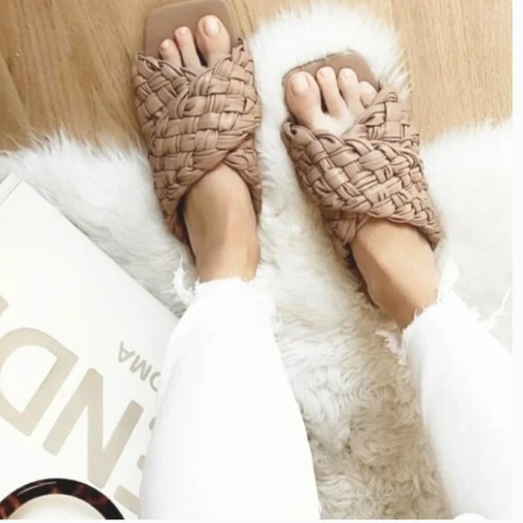 Steve Madden Nude Tan Braided Marina Flat Sandal 6 NEW - Picture 3 of 8